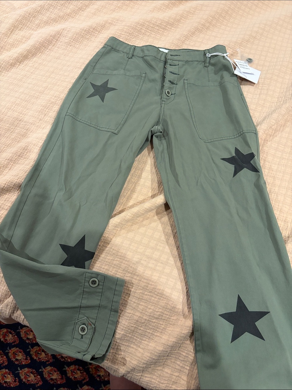 NWT Pistola olive green star  pants sz 27